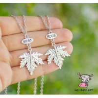 Кулон для двоих друзей "Best Buds. Кленовые листья. Цена за набор